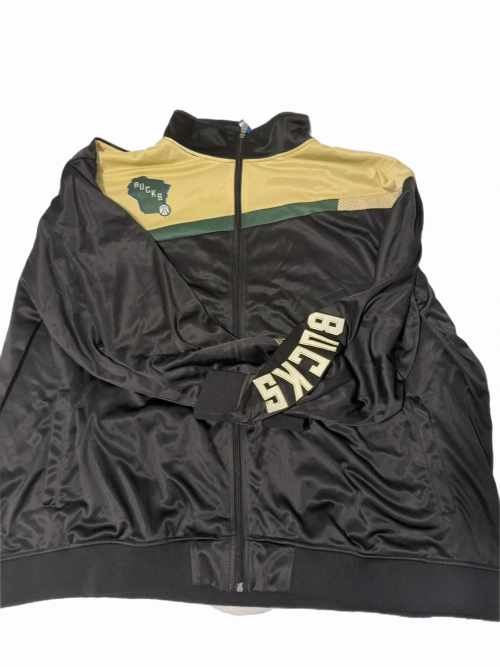 Majestic Milwaukee Bucks Colorblock Zip-Up Jacket - Black, Gold, Green